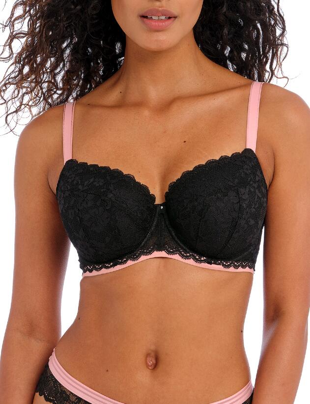 Freya Offbeat Padded Half Cup Black Uplifted Lingerie