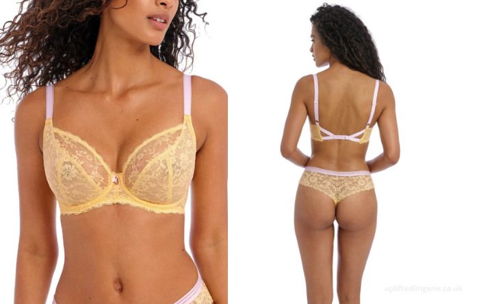 Underwire Contrast Lace Bra - Enhanced Support - Macaroon