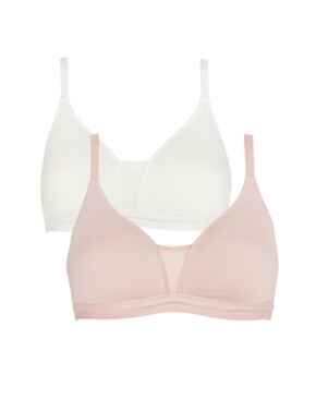 Royce Posie: Non Wired T-shirt Bra 2 Pack - Blush and Ivory