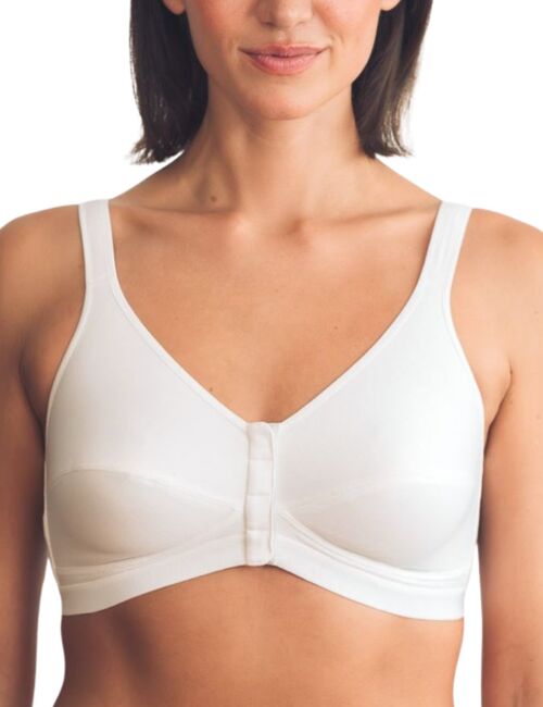 Royce Comfi-Bra front-fastening non-wired bra in white