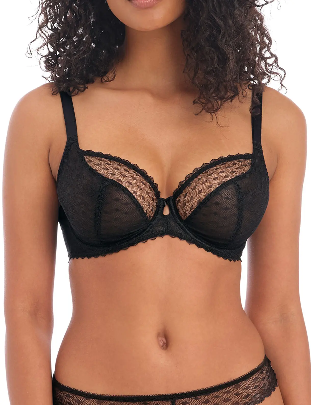 A plunge bra with a low centre front