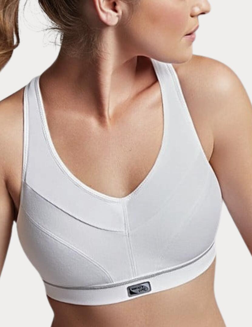 Compression style sports bra with a crop top shape